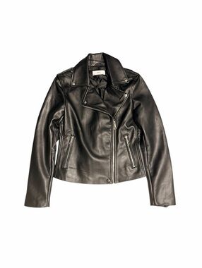 Mango Black Leather Asymmetric Biker Jacket